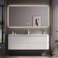 Nouveau design avec matériau en PVC Armoire avec évier Vanité avec miroir Lavabo pour hôtel Salle de bain Vanité de salle de bain moderne
