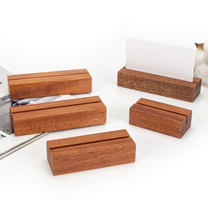 Walnut Sapele Base Card Holder <b>Desk</b> Organizer Business Card Stand Wooden Note Holder Office Desktop Accessory - Product Image 3