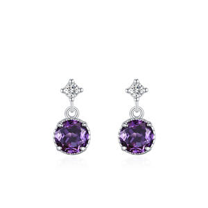 S925 Sterling Silver Elegant Purple Crystal Necklace and Earrings for Women - Simple, Versatile, and Elegant New Chinese Style - Product Image 3