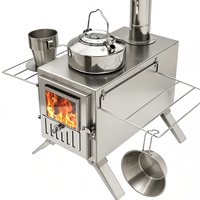 Réchaud de tente multi-scènes en acier inoxydable avec pieds pliables, plaque de cuisson supérieure détachable, portable, haute efficacité pour la chasse et la pêche