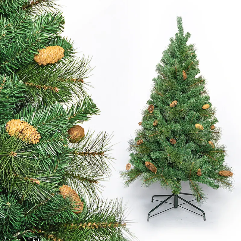 Wholesale Hot Selling Christmas Plush Hanging Tree Green Gold Artificial Christmas Trees Decorations Pine Cones