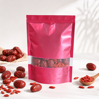 Sachet Doypack en aluminium anti-humidité avec fenêtre transparente pour dattes rouges, baies de goji, snacks, noix et autres aliments, avec fermeture zip