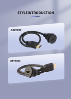 Kabel HD Panel Mount M22 0.3M, Konektor Feedthrough Female ke Male dengan Kabel Ekstensi untuk Penggunaan AV Industri, Kelautan & Luar Ruangan