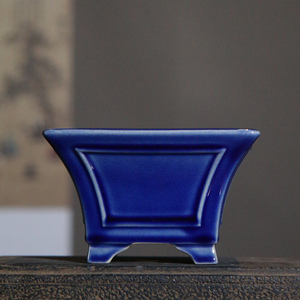 Ceramic Bonsai <b>Pot</b> <b>Square</b> Rectangular Green Glaze Classic Chinese Style Planters - Product Image 2