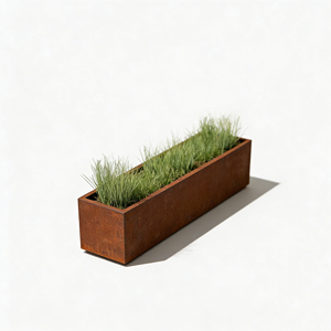 Jardinière extérieure en acier Corten résistante aux intempéries, pot de fleurs en métal finition rouille, jardinière paysagère pour jardin et patio - Product Image 2