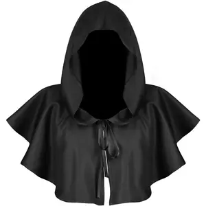 Halloween Cosplay Punk Hooded Cloak Gothic Cosplay Vampire Devil Capes Party Cosplay Medieval Witch Wizard Grim Reaper Cloak