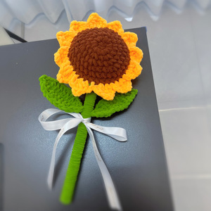 2025 New Arrive Wool Knitted <b>Bouquet</b> Handmade Crochet Flower Graduation Gifts in Bag - Product Image 4