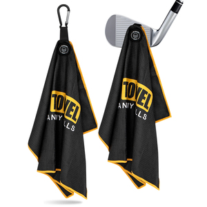 Asciugamani da Golf in Cotone con Logo Personalizzato, Basso MOQ, Asciugamano Magnetico in Microfibra a Nido d'Ape con Gancio - Product Image 1