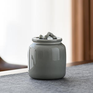 กาน้ำชาเซรามิกขนาดเล็กแบบพกพาสไตล์ญี่ปุ่นกระป๋องชาขนาดเล็กเคลือบด้วยหมึกสีเทาน้ำแข็งปิดผนึกสำหรับการจัดเก็บ - Product Image 5