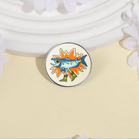 Badges assortis en gros, épingles en émail au design unique de squelette de poisson et de flamme, pour cadeau d'Halloween