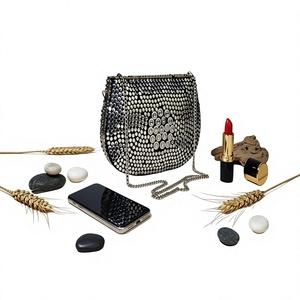 Designer Mother of Pearl Inlay Evening Clutch with Removable Chain Strap - Product Image 1