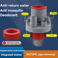 Raccord en T de vidange pour cuisine moderne, avec bouchon d'étanchéité intégré anti-refoulement, anti-odeur, anti-insectes, poreux et anti-corrosion