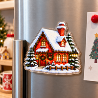Aimants de Noël en acrylique en gros, autocollants de réfrigérateur personnalisés avec logo pour les fêtes, ornements pour souvenirs et cadeaux, pour distributeurs