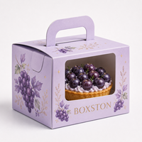 Boîte pliable auto-élevante personnalisée en matériaux recyclés imperméables pour emballage de boulangerie, avec doublure en éponge, fermeture magnétique et poignée pour gâteaux