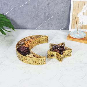 ถาดเสิร์ฟรูปพระจันทร์และดาวโลหะ สำหรับตกแต่งวันอีดมูบารัค ของตกแต่งรอมฎอนคารีม ของตกแต่งโต๊ะงานเลี้ยงมุสลิม - Product Image 3