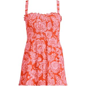 Robe de bain mini smockée à col carré pour femme, grande taille, imprimé numérique, en spandex et polyester, à enfiler - Product Image 3