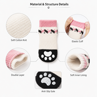 Chaussettes antidérapantes pour chiens et chats, double couche, semelle à points en caoutchouc, tricot doux et respirant pour la marche en intérieur, soin des pattes, logo personnalisé