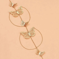 Bracelet de bras long multi-couches pour femme, plaqué or, avec breloque papillon et pampilles, style exagéré, pour l'été