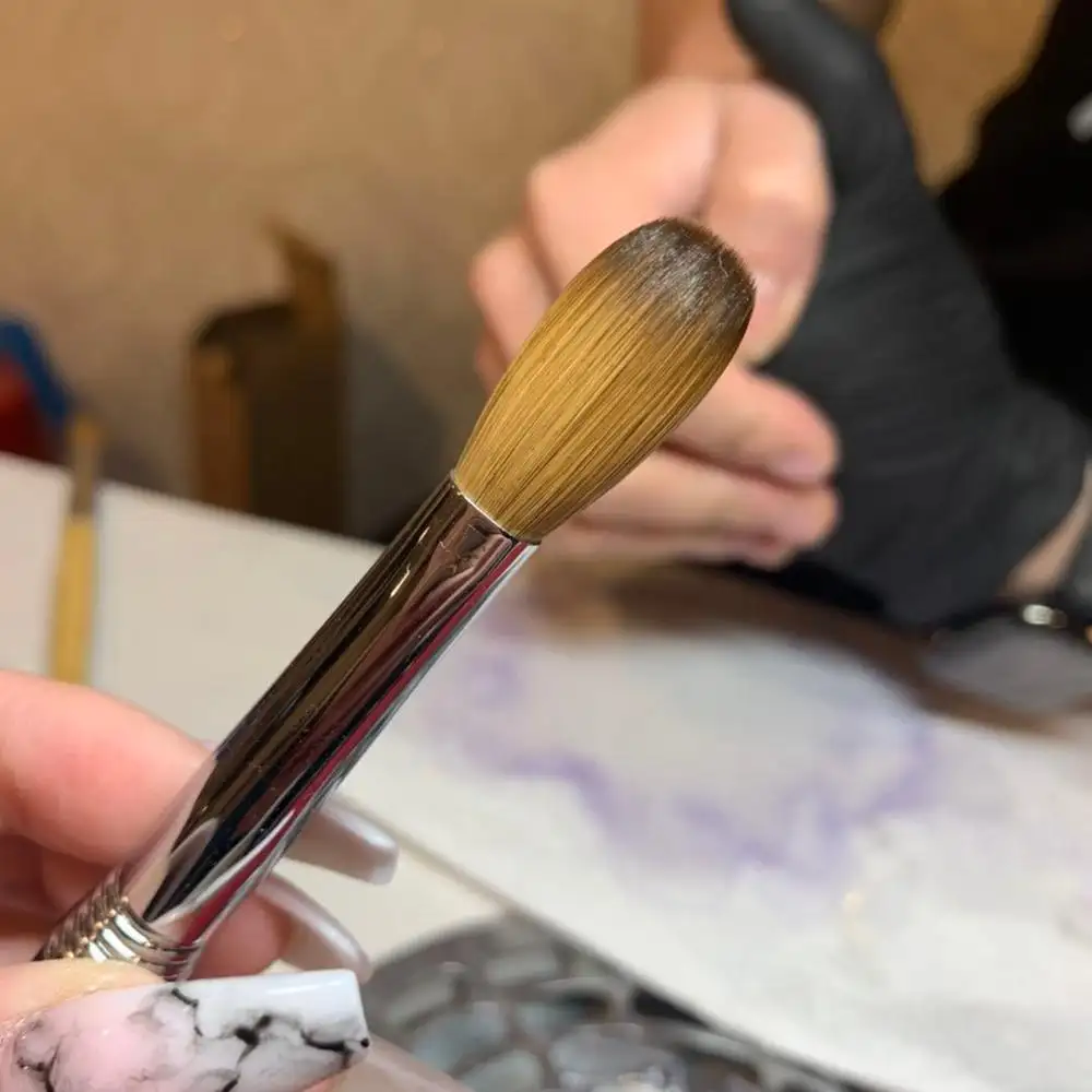 Professionnel personnalisé de haute qualité pur Kolinsky manche en bois Nail Art pinceaux 777 Kolinsky acrylique brosse à ongles pour l'acrylique puissance