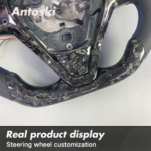 Volant intérieur de voiture en cuir forgé en fibre de carbone pour Ford <span class=keywords><strong>Fiesta</strong></span> ST CCH DX Sedan 2009-2017 avec affichage intelligent à LED - Product Image 5
