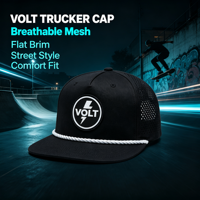 Casquette Snapback avec logo personnalisé, séchage rapide, respirante, imperméable, patch en caoutchouc avec logo VOLT, 100% polyester, découpe laser, trous perforés