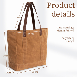 Women's Custom <strong>Canvas</strong> Tote <strong>Bag</strong> with Leather <strong>Handles</strong> Waterproof Zipper Closure and Polyester Lining for Beach Use <strong>Personalized</strong> - Product Image 2