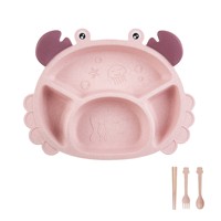 Assiette pour enfants, motif crabe, avec compartiments, en polypropylène (PP), pour la maison et la maternelle, pour l'alimentation des bébés