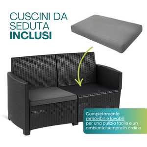 Conjunto de Muebles de Jardín y Terraza para 4 Personas en Ratán Antracita con Sofá, 2 Sillones y Mesa de Centro - Product Image 5