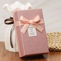 Boîte cadeau à nœud en ruban, boîte en papier rigide en deux parties avec nœud en ruban de satin pour l'emballage de cadeaux de mariage ou d'anniversaire