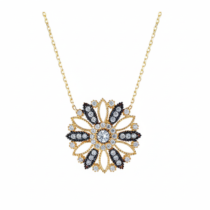 Collier à breloques, chaîne en or massif de 14K avec rétractable le soleil - Product Image 2