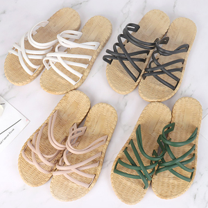 Sandales <span class=keywords><strong>en</strong></span> jonc de mer pour femmes, chaussures plates <span class=keywords><strong>en</strong></span> paille, pantoufles écologiques, vente <span class=keywords><strong>en</strong></span> gros - Product Image 1