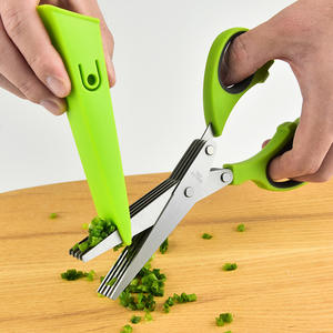 Ciseaux de cuisine en acier inoxydable à cinq couches, tête droite, pour herbes et légumes, outil de découpe polyvalent, directement de l'usine Yangjiang - Product Image 2