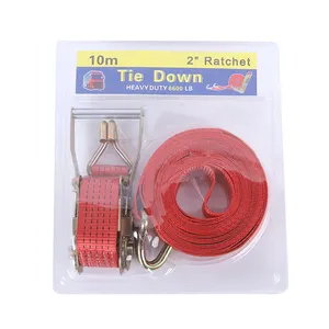 Penjualan terlaris 100% PE harga pabrik 2 inci 10 meter warna merah truk kargo tali pengikat sabuk Ratchet Tie Down tali Rachet