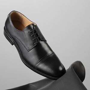 High Quality Trendy Men's Genuine Leather Oxford Lace-Up Closure <b>Pointed</b> Toe Office Career Casual Dress Shoes Patchwork - Product Image 4
