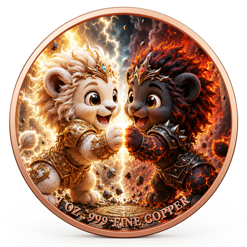 1 oz 999 Pure Copper Coin Mythi Collectible Baby Duel Series Colored ...