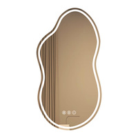 Miroir de salle de bain en verre de style nordique, irrégulier, en forme de lac, avec éclairage LED, anti-buée, sans cuivre, miroir de maquillage pleine longueur