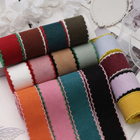 Rubans 38mm 75mm en Grosgrain Ondulé et Velours, Couleurs Variées, Point de Crochet Moonstitch, pour Décoration de Nœuds DIY, 100% Polyester