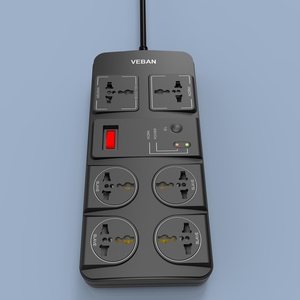 Tira de alimentación universal, interruptor protector contra sobretensiones, luz indicadora, enchufe de extensión, tomacorrientes de 6 vías de eficiencia energética para industriales de 110V - Product Image 1