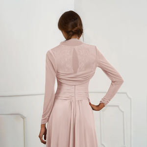 TEENYEE Mantella da Sposa Moderna di Design con Collo Plissettato in Rete, Cape da Sera a Maniche Lunghe, Giacca Bolero da Sposa - Product Image 4