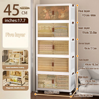 Armoire de rangement pliable multicouche en plastique pour vêtements avec portes magnétiques doubles, boîte organisatrice transparente empilable