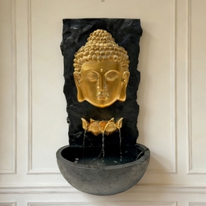 नई शैली इलेक्ट्रिक पोर्टेबल आयत शीसे रेसिन बुद्धा वाटरफॉल दीवार लटका इनडोर फाउंटेन - Product Image 2