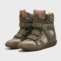 Fabrication sur mesure de chaussures de sport pour femmes à semelle épaisse, style Paris, décontractées, rétro, à scratch, montantes, tendance, en daim