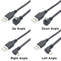 Câble d'extension de données et de charge USB 2.0 en cuivre pur, micro-B V8 vers USB 2.0, avec angle de 90 degrés (haut, bas, gauche, droite), pour ordinateur et écouteurs, 1M 2M 3M