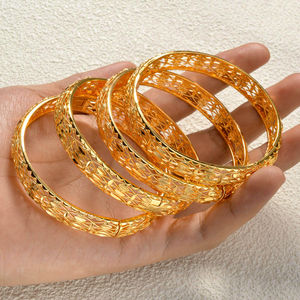 Brazalete de Joyería de Moda Dubai Etíope, Hueco, Chapado en Oro de 18K, Color de Moda, para Mujer, Aniversario - Product Image 3