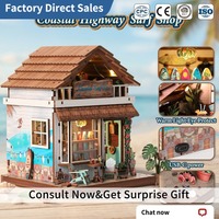 Mini-bibliothèque DIY 3D sur mesure et OEM ODM Surf Hut, puzzle fait main avec lumières LED, cadeau pour collectionneurs