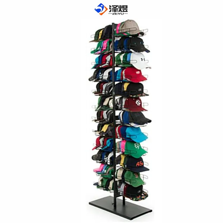 hat Display Rack, Floorstanding, 24 Pockets - Black