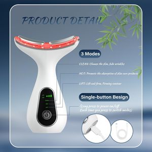 LED-Rotlichttherapie-Gesichts- und Nackenmassagegerät für zu Hause, 3 Modi, Reinigung, Heißliften, 6 Min. tägliche Anwendung, Faltenreduzierung, Hautstraffung, Kinnformung, Körperglanz - Product Image 3