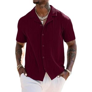 Chemise boutonnée d'été personnalisée pour homme, manches courtes, texture décontractée, idéale pour la plage et les vacances, 100 % coton respirant en popeline - Product Image 2
