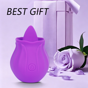 Vibratore a Forma di Rosa in Silicone con Lingua Realistica per Stimolazione Clitoridea e dei Capezzoli, Giocattolo Sessuale per Donne - Product Image 6