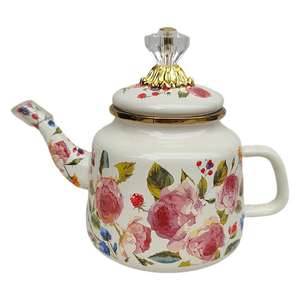 Nouvelle <span class=keywords><strong>théière</strong></span> en émail de couleur émail, design moderne et simple, bouilloire à fond plat avec couvercle pour le thé au lait, le beurre et les assaisonnements - Product Image 5